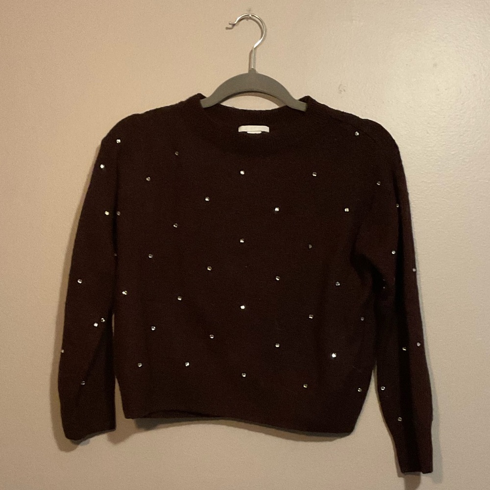 Women’s H&M Maroon Bejeweled Sweater Size X-Small